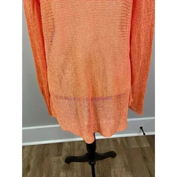 Eileen Fisher Women's Plus 2X Linen Blend Knit Sweater Sheer Lagenlook Orange - Picture 5 of 13